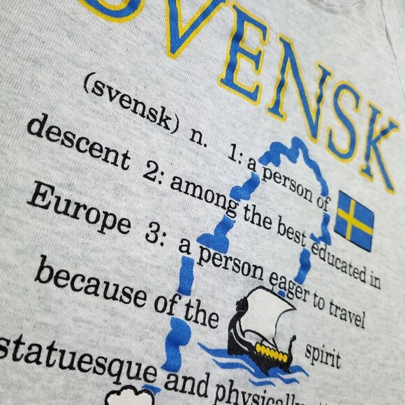 Svensk Swedish Vintage Sweatshirt Crewneck Sweden Heritage Graphic Made USA Med. - Picture 2 of 12